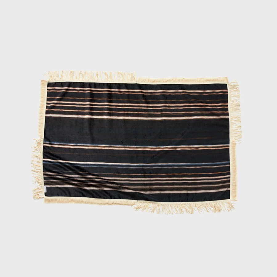 페이드 라인 테슬 블랭킷-브라운 Fade line tassel blanket Brown