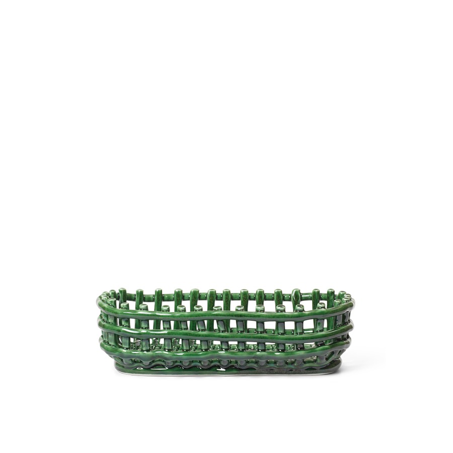 펌리빙 세라믹 바스켓 Ceramic Basket Oval Emerald Green